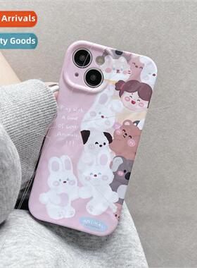 Cartoon Pink Bear Bunny Girl 适用 iPhone 12/11 Apple 13 Case