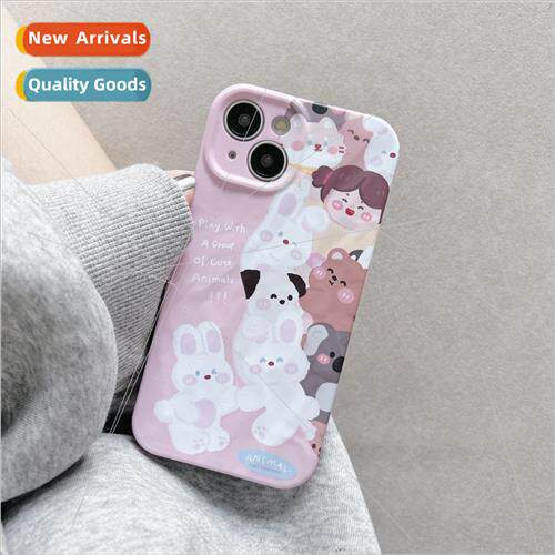 Cartoon Pink Bear Bunny Girl 适用 iPhone 12/11 Apple 13 Case