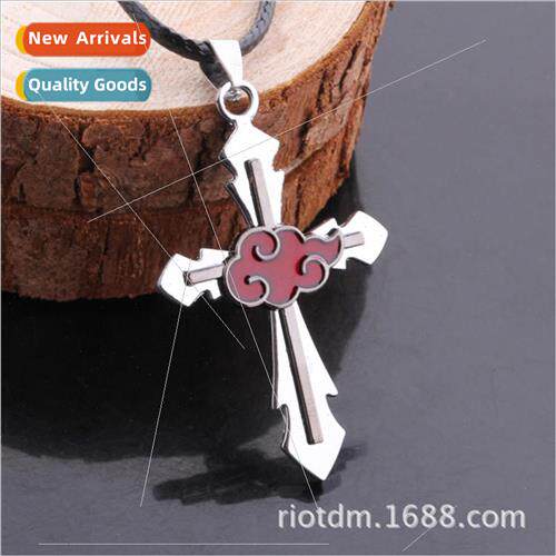 Anime  Naruto yu Organization Red Cloud Cross Necklace Perso