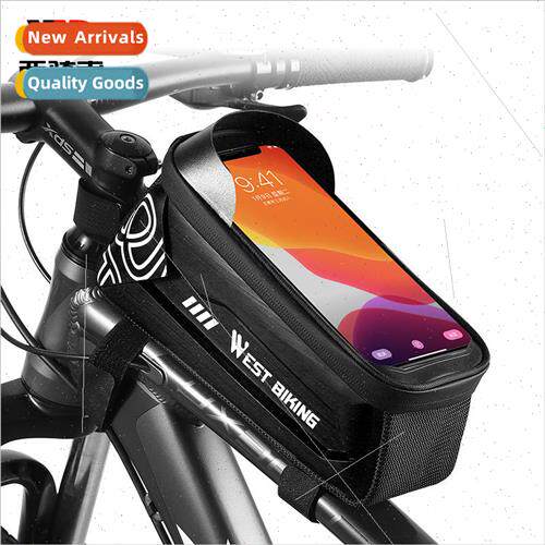 Hard shell cycling bag 7.4 inch cell phone top tube bag fron