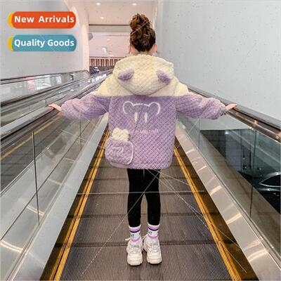 Girls padded jacket fall and winter 2023 new childrens cloth
