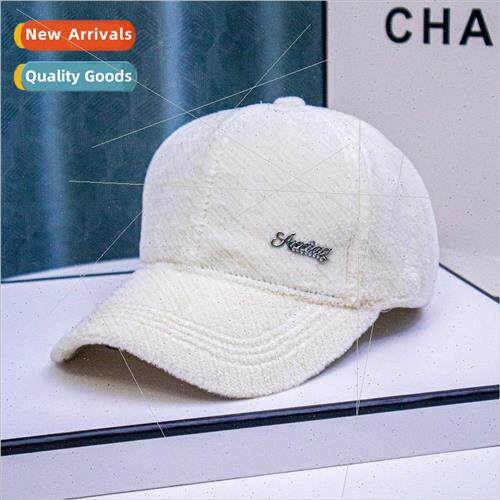 Velvet warm cold hat female diamond letters with hard top ba