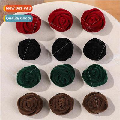 Autumn and winter new retro flocking velvet rose bud diy han