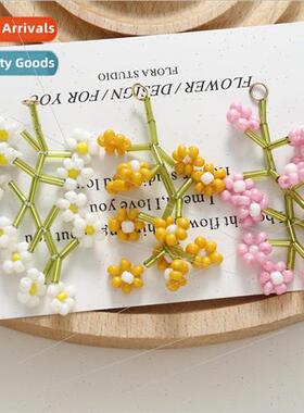 Spring and summer sweet weaving beads twigs flower earrings