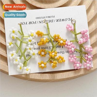 Spring and summer sweet weaving beads twigs flower earrings