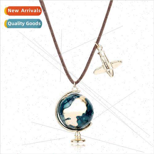 New jewelry creative mini rotatable globe airplane pendant n
