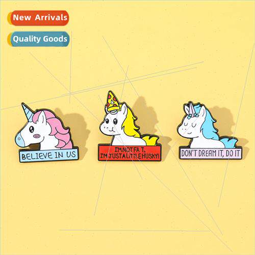 Metal Creative Unicorn Letter Brooch Collection Personalized