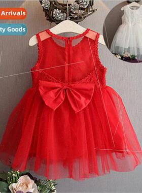 Girls 2023 new lace sleeveless dress summer princess childre