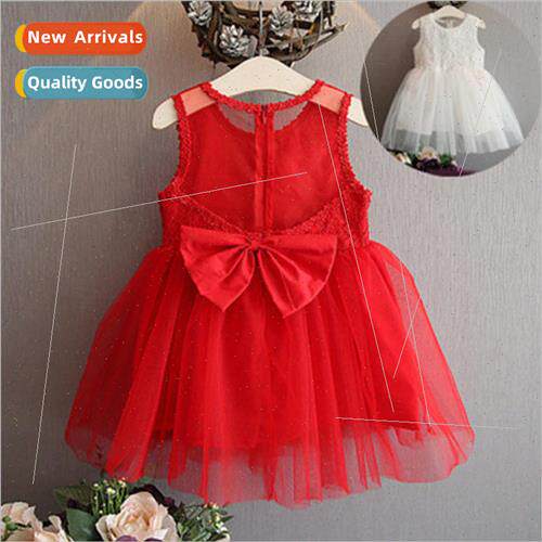 Girls 2023 new lace sleeveless dress summer princess childre