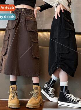 Girls half-body skirt autumn cotton work skirt 适用eign  fas