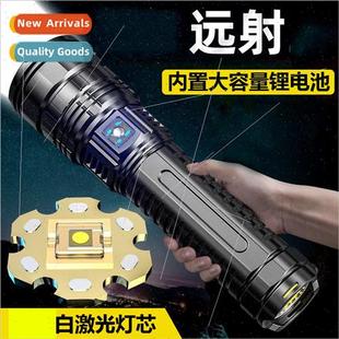 laser rechargeable flashlight light telescopic strong White