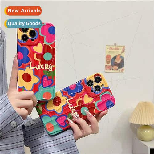 ins colorful love heart flowers 适用 iPhone 13 phone case 14