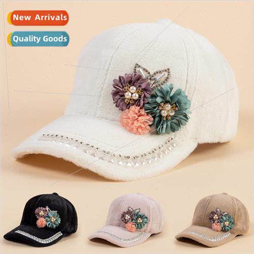 Baseball cap flower fairy plush female fall and winter Korea