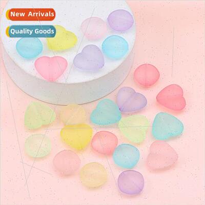 Acrylic frosted peach heart rhombus geometric loose beads ha