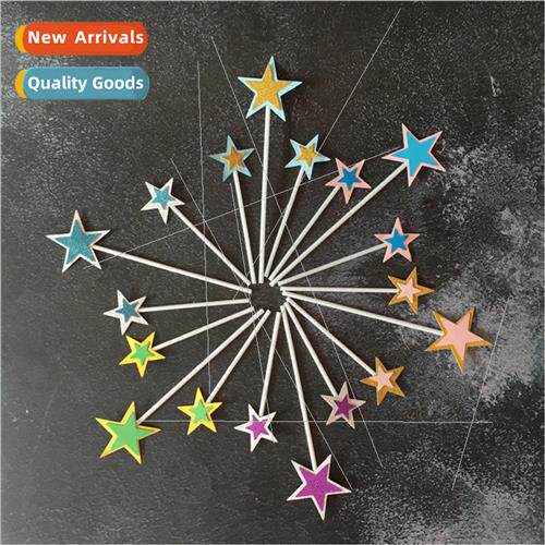 Double Glue Powder Pentagram Insert Plaque Birthday Cake Des
