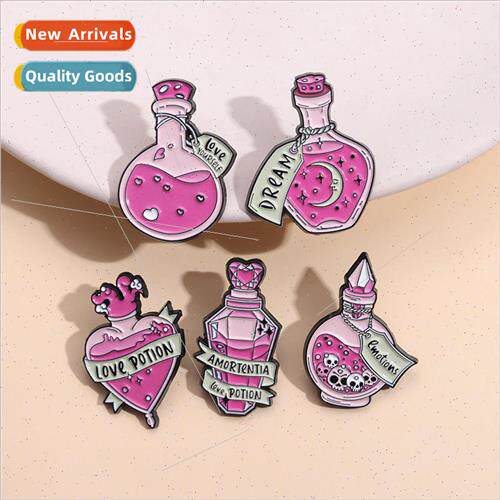 Brooch Purple Magic Bottle Moon Potion Pink Chemistry Cute w