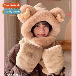 warm female students winter one all gloves scarf hat Bear