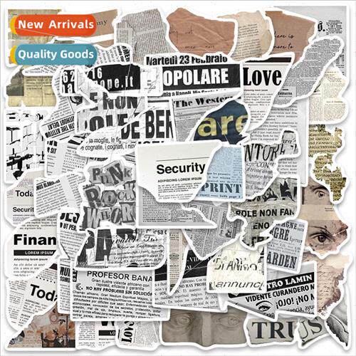 50 new vintage pieces of text stickers luggage notebook book