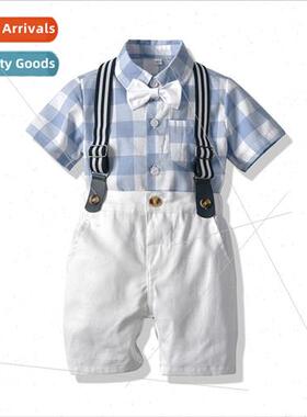 2019 new boys suit Korean  of the plaid cardigan backpack pa