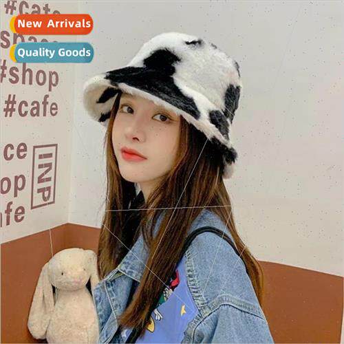 Cow fisherman hat female fall and winter new printing Korean