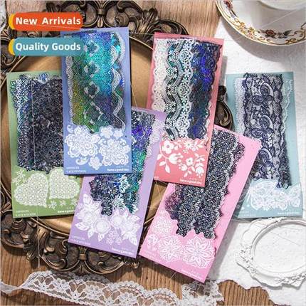 Gossamer lace series PET stickers retro iridescent lace them