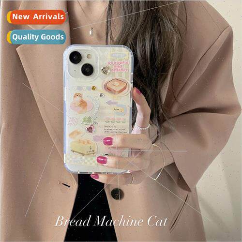Niche ins flowers bread cat 14ProMax phone case diy drill iP