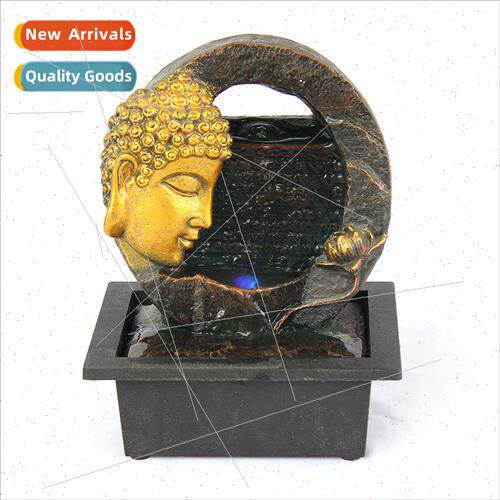 Zen flowing water ornaments half-face Buddha  mini water cur