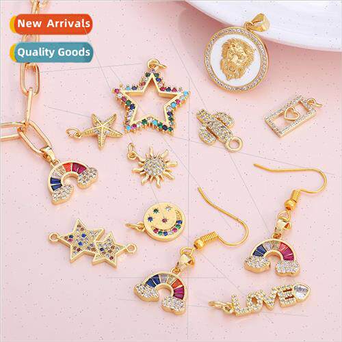 Copper with zirconia pentagram smiley alloy pendant diy home