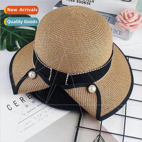 Japanese elegant wind pearl bow rear opening fishermans hat