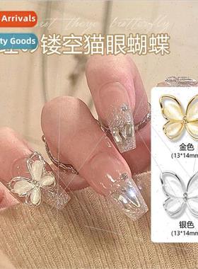 Skeleton cats eye bow nail drill three-dimensional alloy cat