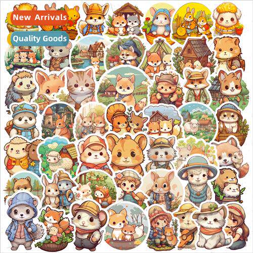50 pcs of rustic  small animal stickers new creative courtya
