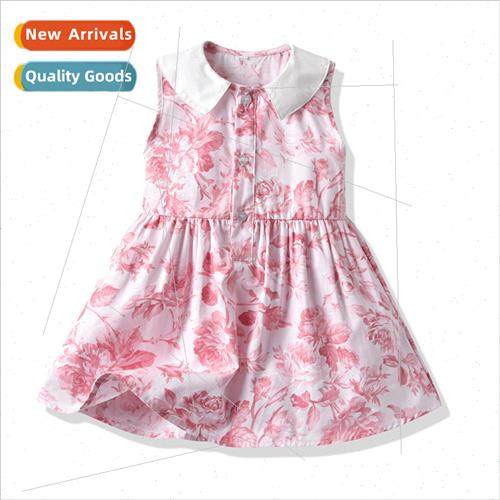 Girls Floral Dress 2021 New Summer Cotton Sleeveless Girls D