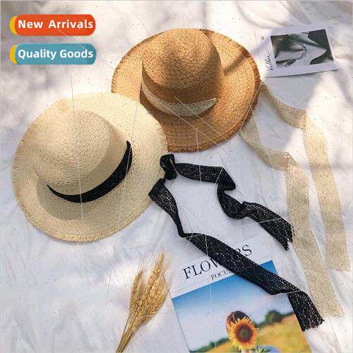 Japanese small fresh literature lace ribbon large brimmed st