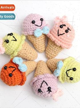 Finished handmade crocheted ice cream charm wool knitting ba
