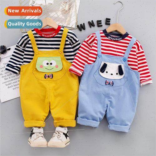 2023 Autumn Childrens Casual Bib Pants Set Boys Autumn Solid
