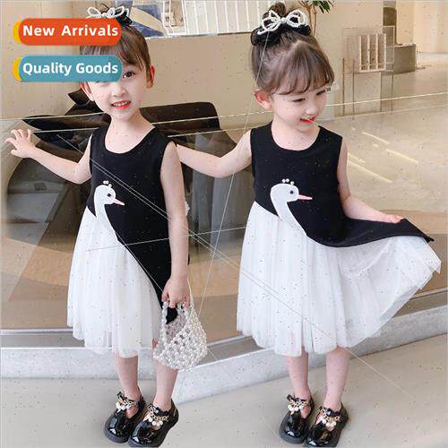 Girls dress summer 2023 new childrens girls sleeveless fashi