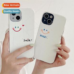 Simple English smiley iPhone 13 couple 14ProMax phone case