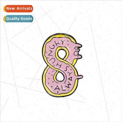 Always hungry Infinity Symbol Donut Oil Drop Brooch Metal Ba