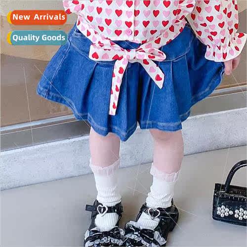 Girls denim skirt spring 2023 new 适用eign women little girl