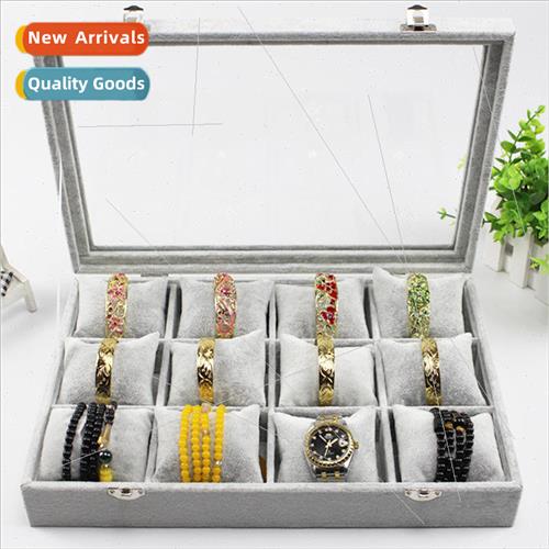 High-grade pillow ice flower velvet watch box 12 compartment