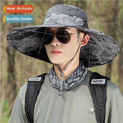 New large brim sunscreen sun hat men summer outdoor hiking f