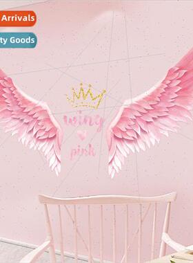 Pink big feather ins card taking pictures background wall de