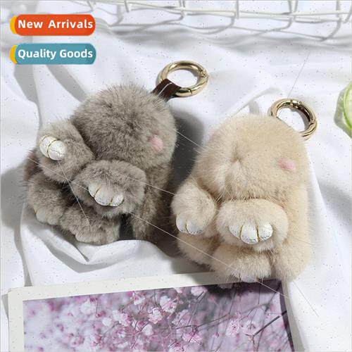 Play dead rabbit mink hair cartoon cute bunny charm car key