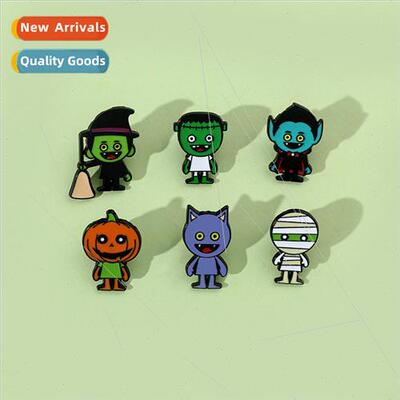 Cartoon spooky Halloween pin cute pumpkin mummy Dracula elf