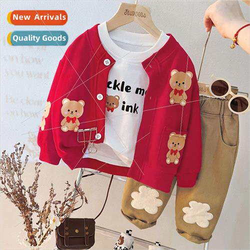 Boys cardigan cartoon three-piece fall new small children 适