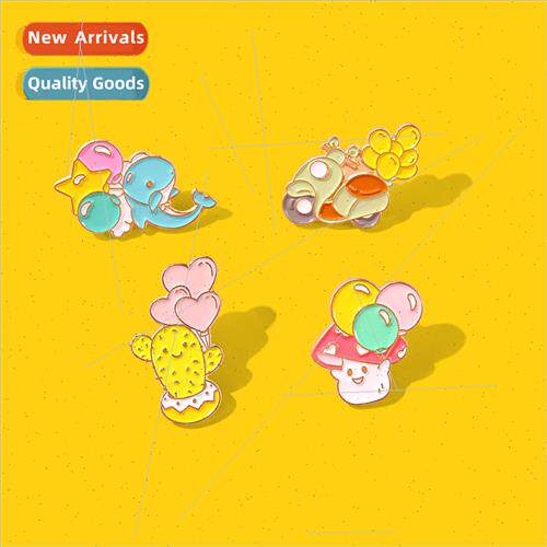 Cute little animal lifting balloon mushroom whale cactus mot