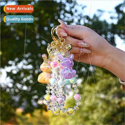 Creative niche gradient rabbit crystal hand-painted beads ph