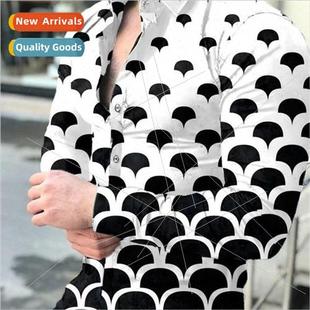 2023 fall new mens printing nd shirt cardigan long-sleeved s