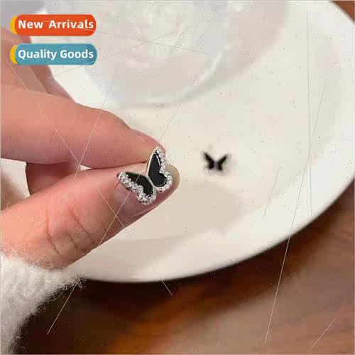 Black butterfly earrings female niche design earrings light