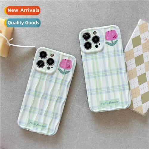 Small fresh blue and green checkered flowers 适用 Apple 13 p